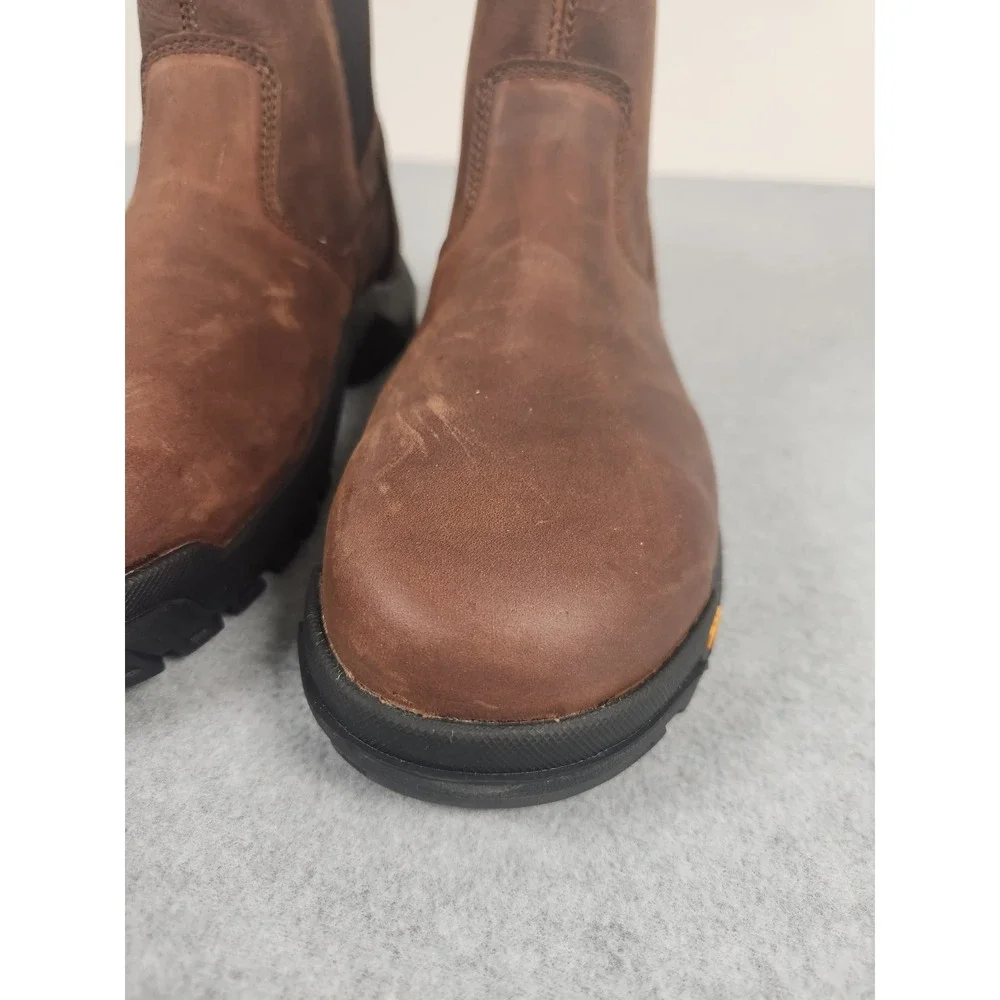Caterpillar Work Boots Mens 9 Wide Brown Leather CAT Wheelbase Steel Toe P91026